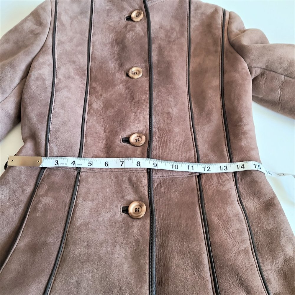 Real shearling/sheepskin Leather Attic Vintage long coat with leather details. - Picture 14 of 16